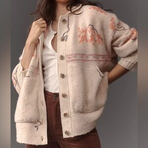 BRAND NEW Anthropologie Pilcro Brushed Jacquard Cardigan Sweater in XL
